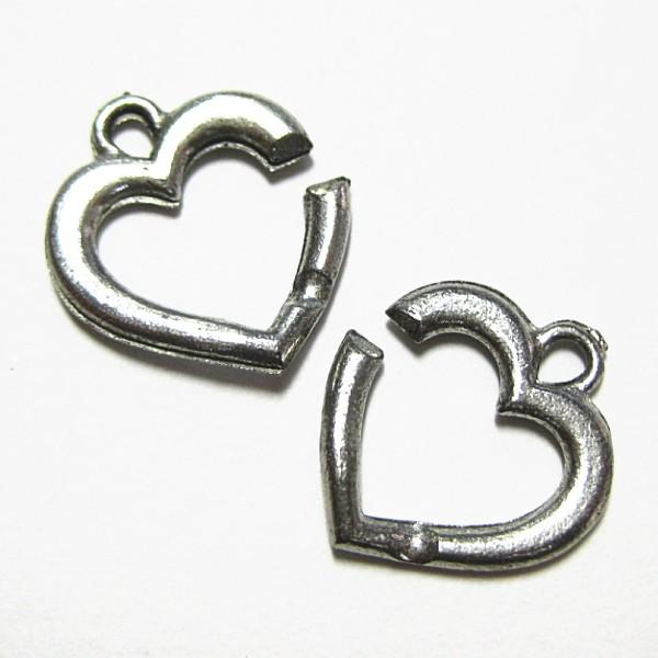 9332-《トグル》　ＮＹピューター　Ｗハート　シルバー　１４mm　５ペア/１セット | 