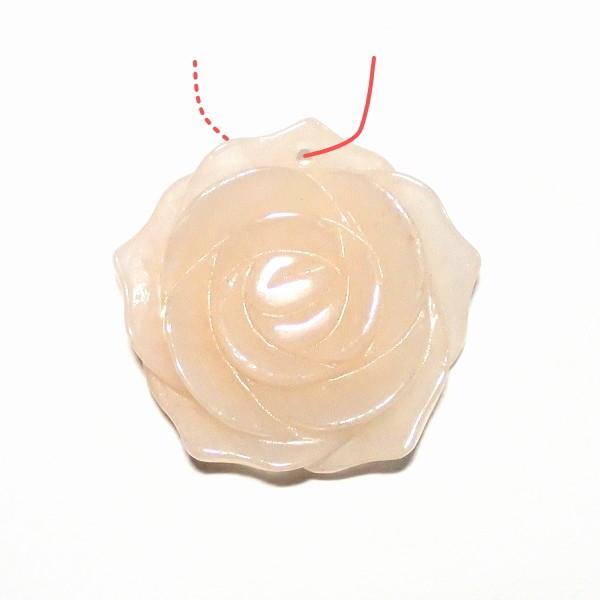9371-《天然石　フラワー》　薔薇ペンダント　ピーチクォーツ　平均２３．５mm　１個 | 