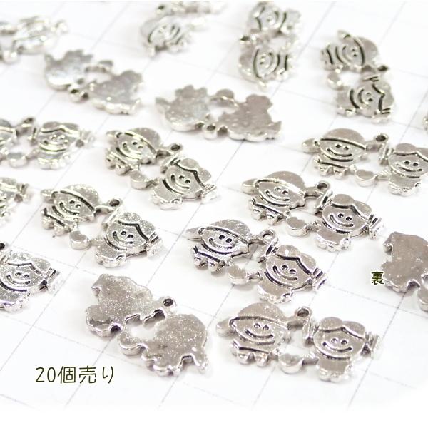 9383-《メタルチャーム・パーツ》　仲よし　銀色　１９．３ｘ９．５mm　２０個/１セット |  | 01