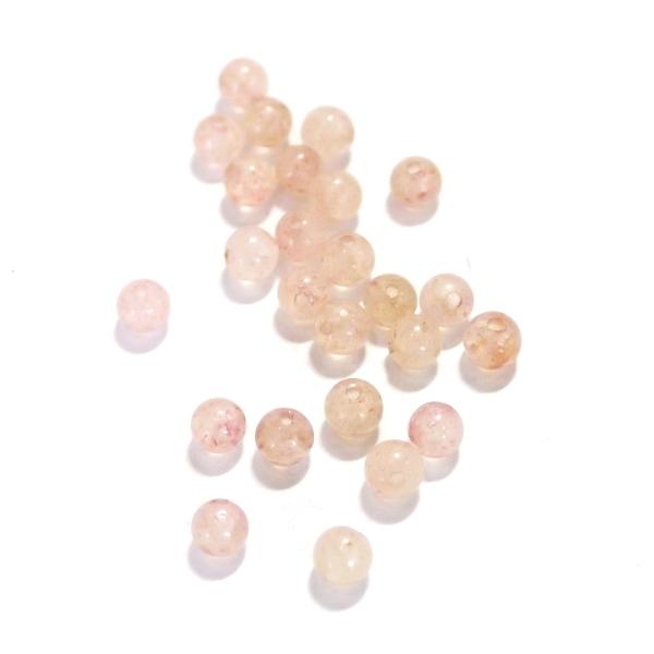 9397-天然石 3mm丸玉 草苺石 25粒 | 