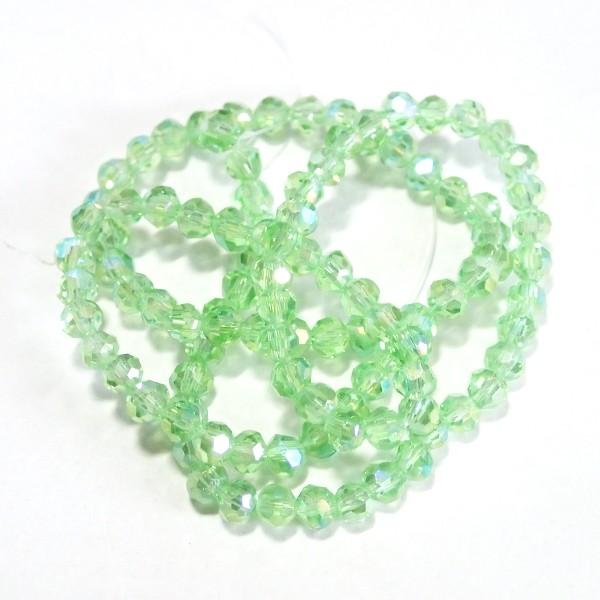 9450-〔ガラス〕　ビーズ　カットラウンド　グリーンＡＢ　３mm　１本（約９５個） | 