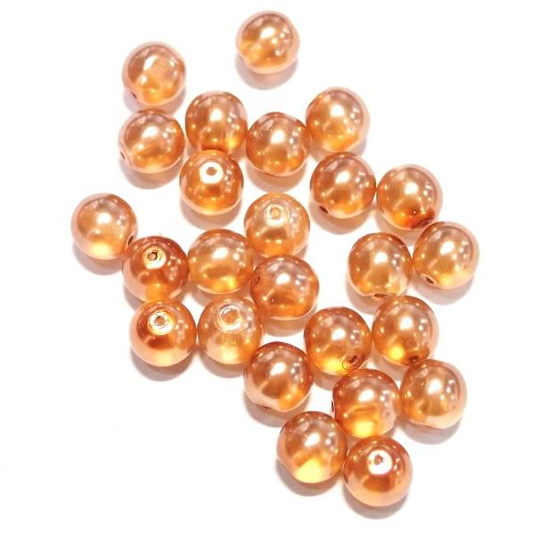 9466-《チェコライトパール》　 ピーチ　８mm丸玉　２５個/１パック | 