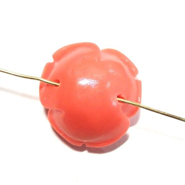 9514-【人造コーラル】　薔薇　サーモンピンク　横ホール　２５mm　１個 |  | 01