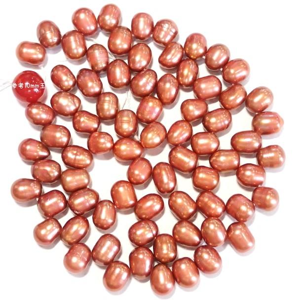 9517-【淡水パール】　カッパー　平均１０x７mm　約３８cm/１本 | 