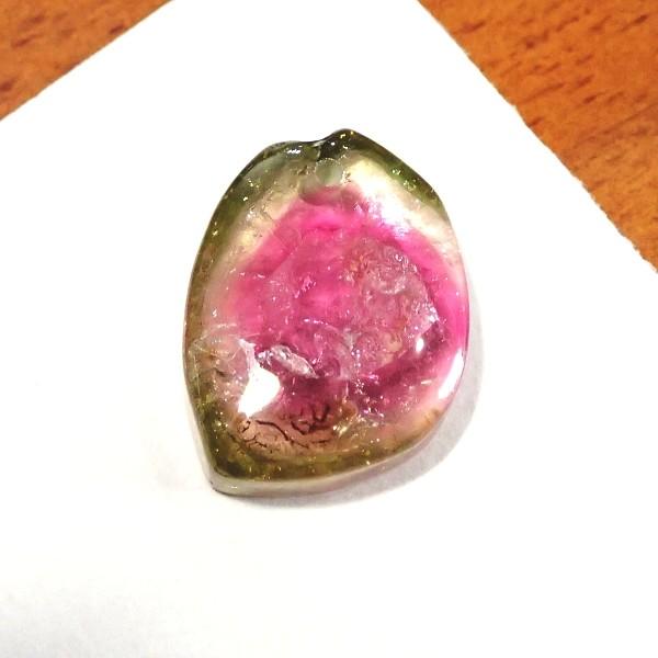 9551-《天然石ペンダント》★20%OFF★トルマリン・ウォーターメロン　約１８x１４mm（３．０ｇ）　１個 | 