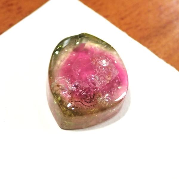9551-《天然石ペンダント》★20%OFF★トルマリン・ウォーターメロン　約１８x１４mm（３．０ｇ）　１個 |  | 01