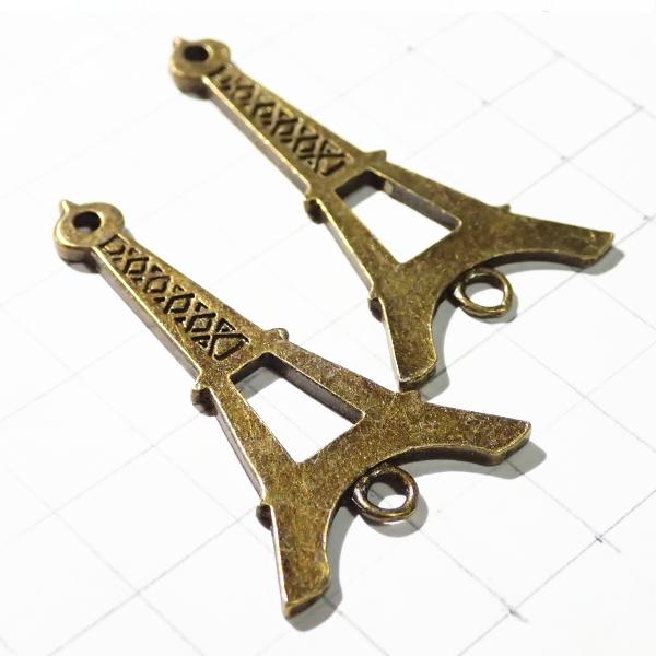 9602-《メタルチャーム・パーツ》　エッフェル塔コネクター　真鍮古美　４５x２６mm　２個/１セット |  | 01