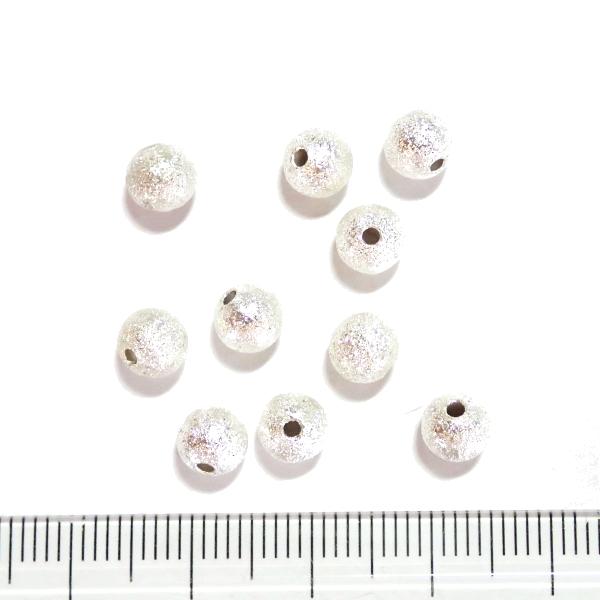 9708-【基本パーツ】スターダスト　メタルビーズ　白銀色　６mm丸玉　１０個/１パック | 