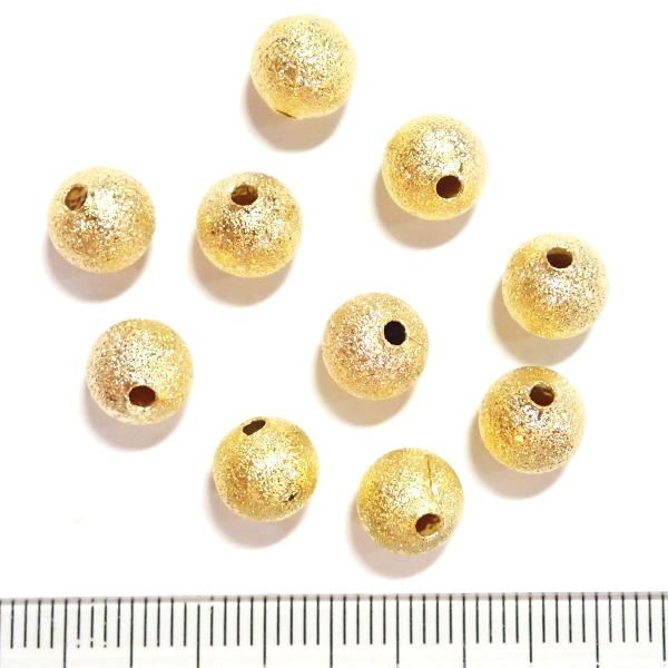 9710-【基本パーツ】スターダスト　メタルビーズ　金色　８mm丸玉　１０個/１パック | 