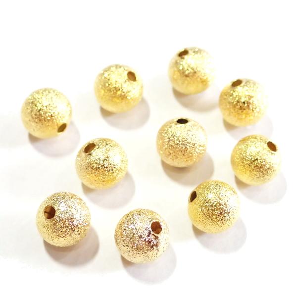 9710-【基本パーツ】スターダスト　メタルビーズ　金色　８mm丸玉　１０個/１パック |  | 01