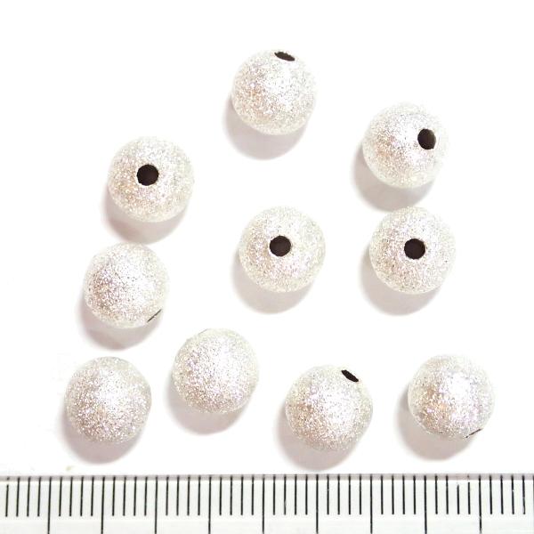 9711-【基本パーツ】スターダスト　メタルビーズ　白銀色　８mm丸玉　１０個/１パック | 