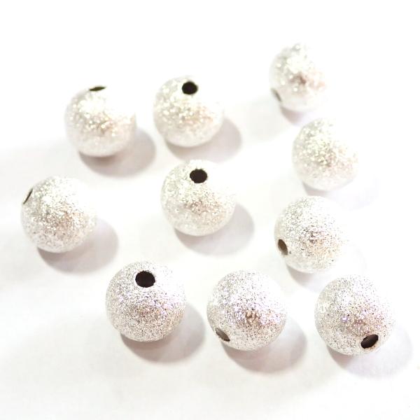 9711-【基本パーツ】スターダスト　メタルビーズ　白銀色　８mm丸玉　１０個/１パック |  | 01