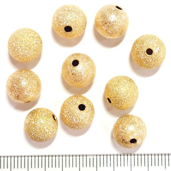 9732-【基本パーツ】スターダスト　メタルビーズ　金色　１０mm丸玉　１０個/１パック | 