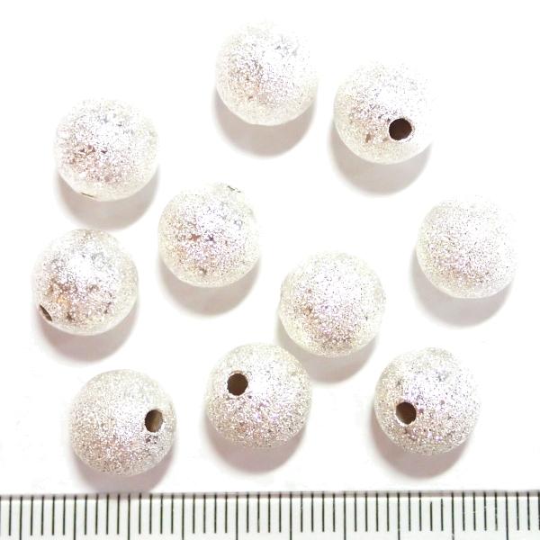 9733-【基本パーツ】スターダスト　メタルビーズ　白銀色　１０mm丸玉　１０個/１パック | 