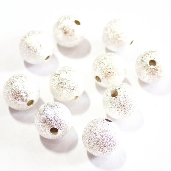9733-【基本パーツ】スターダスト　メタルビーズ　白銀色　１０mm丸玉　１０個/１パック |  | 01