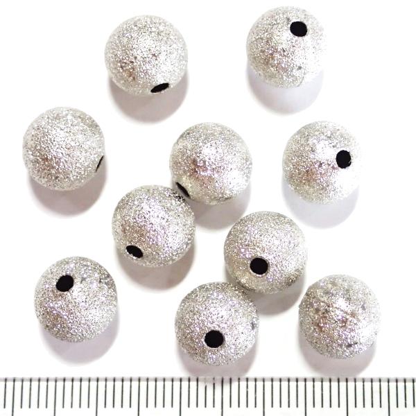 9734-【基本パーツ】スターダスト　メタルビーズ　銀色　１０mm丸玉　１０個/１パック | 
