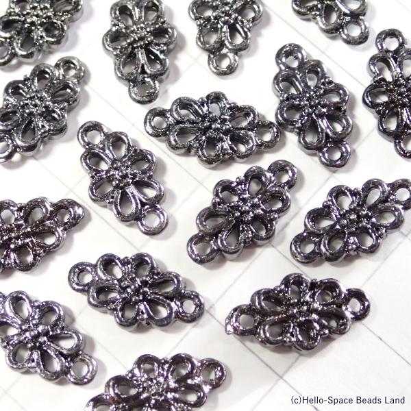 9794-《メタルチャーム・パーツ》　コネクター　黒銀色　１５ｘ８mm　２０個/１セット | 