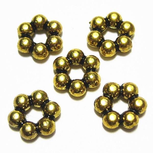 9821-《メタルチャーム・パーツ》　ビーズ　金古美　８mm　約２５個/１セット | 