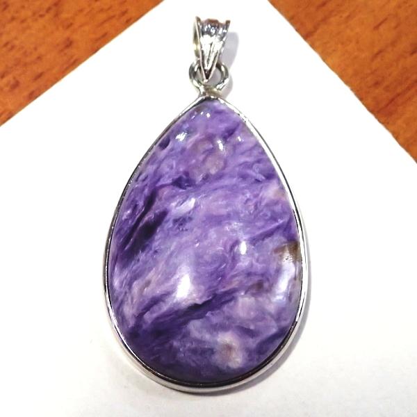 9855-《天然石ペンダント》　チャロアイト　シルバーペンダントトップ　３０ｘ２０mm（８．６ｇ）　１個 | 