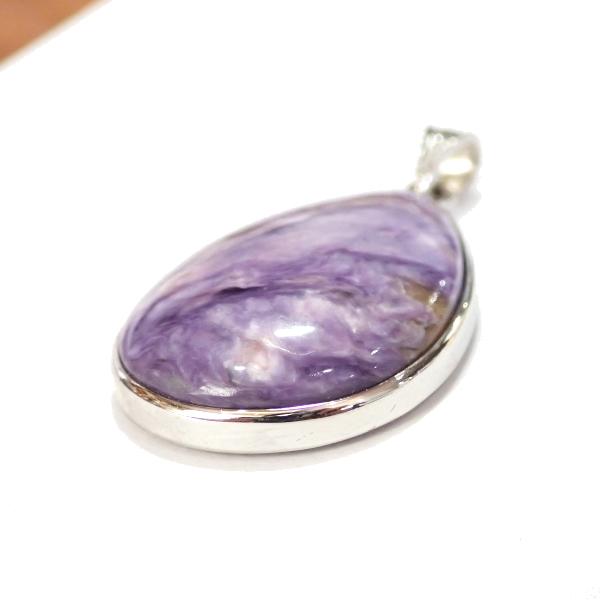 9855-《天然石ペンダント》　チャロアイト　シルバーペンダントトップ　３０ｘ２０mm（８．６ｇ）　１個 |  | 02