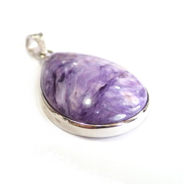 9855-《天然石ペンダント》　チャロアイト　シルバーペンダントトップ　３０ｘ２０mm（８．６ｇ）　１個 |  | 04