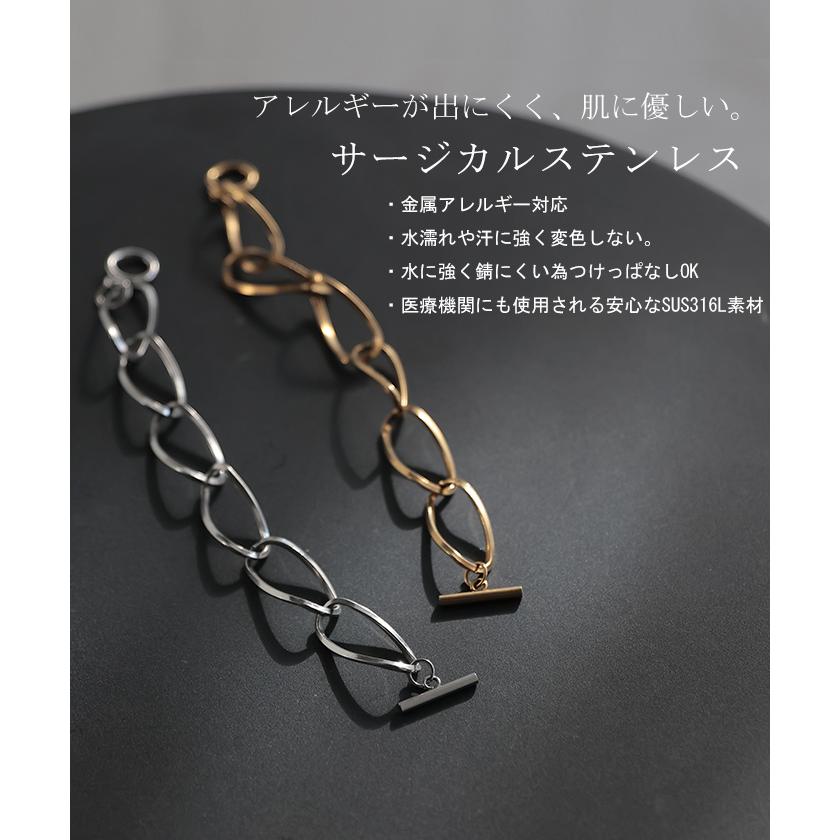 ブレスレット シルバー ゴールド 錆びにくい サージカルステンレス 金属アレルギー マンテルバー チェーン | HUG.U | 04