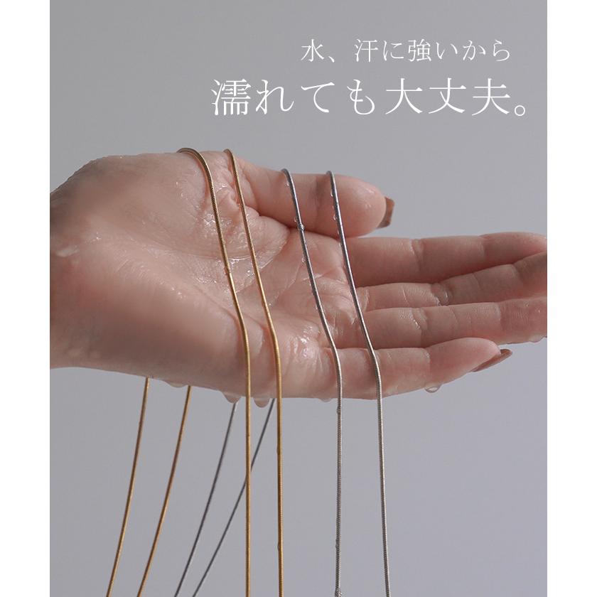 ネックレス アクセサリー スネークチェーン ロング シルバー ゴールド 錆びにくい 金属アレルギー 金アレ シルバーアクセサリー アクセ ロングネックレス | HUG.U | 05