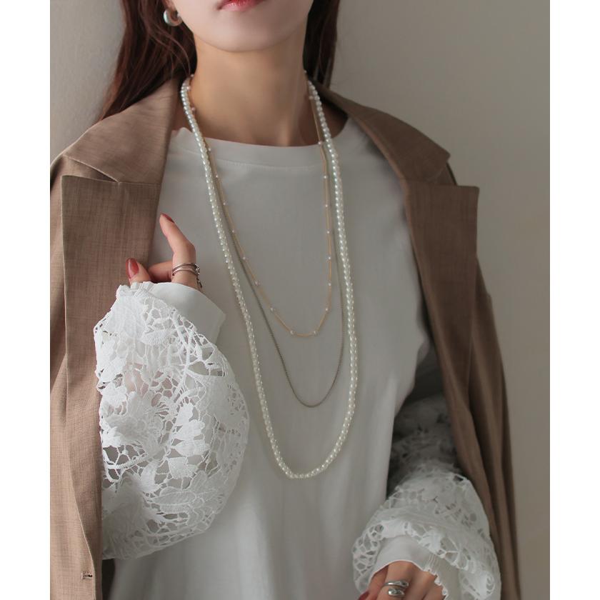 ネックレス ロング パール レディース アクセサリー アクセ パールネックレス ロングネックレス 長い 3連 | HUG.U | 03