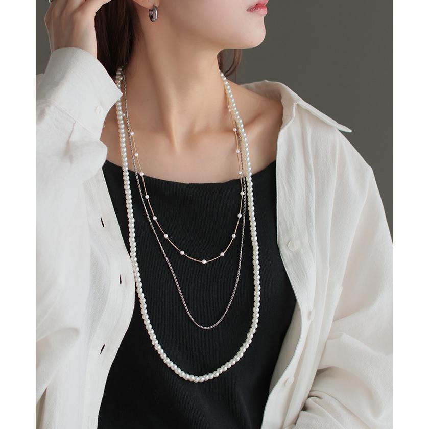 ネックレス ロング パール レディース アクセサリー アクセ パールネックレス ロングネックレス 長い 3連 | HUG.U | 07