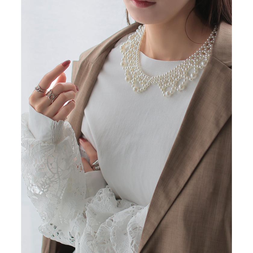 ネックレス つけ襟 パール レディース アクセサリー アクセ レイヤード 付け襟 きれいめ カジュアル フォーマル | HUG.U | 07
