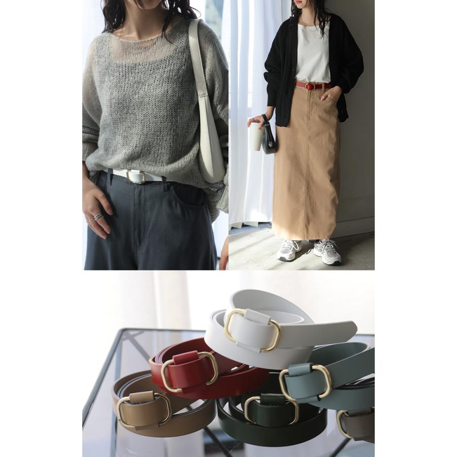 ベルト 穴なし 本革 レディース バックル レザー 太ベルト レザーベルト ファッションベルト 革 ビジネス 細い 無段階調整 オフィス 仕事 ウエストマーク | HUG.U | 26