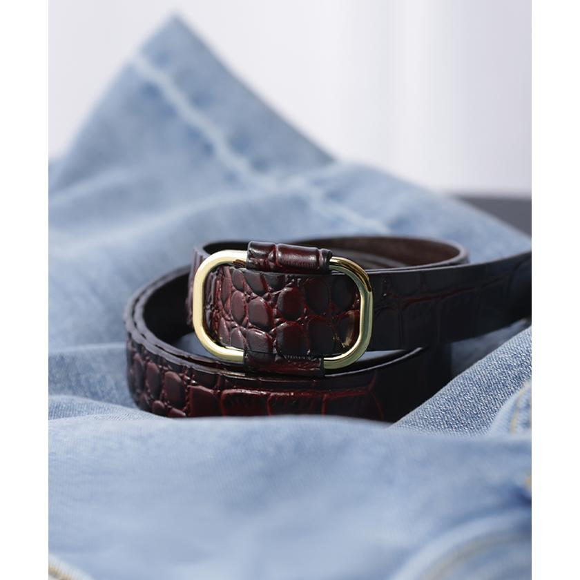 ベルト 穴なし 本革 レディース バックル レザー 太ベルト レザーベルト ファッションベルト 革 ビジネス 細い 無段階調整 オフィス 仕事 ウエストマーク | HUG.U | 15