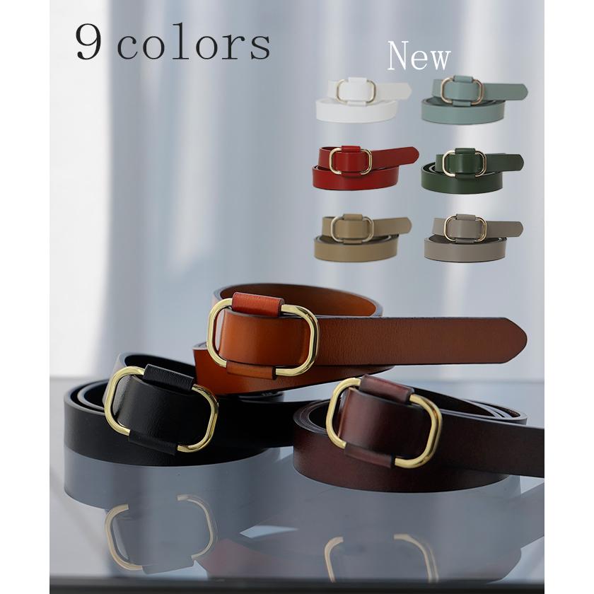 ベルト 穴なし 本革 レディース バックル レザー 太ベルト レザーベルト ファッションベルト 革 ビジネス 細い 無段階調整 オフィス 仕事 ウエストマーク | HUG.U | 17