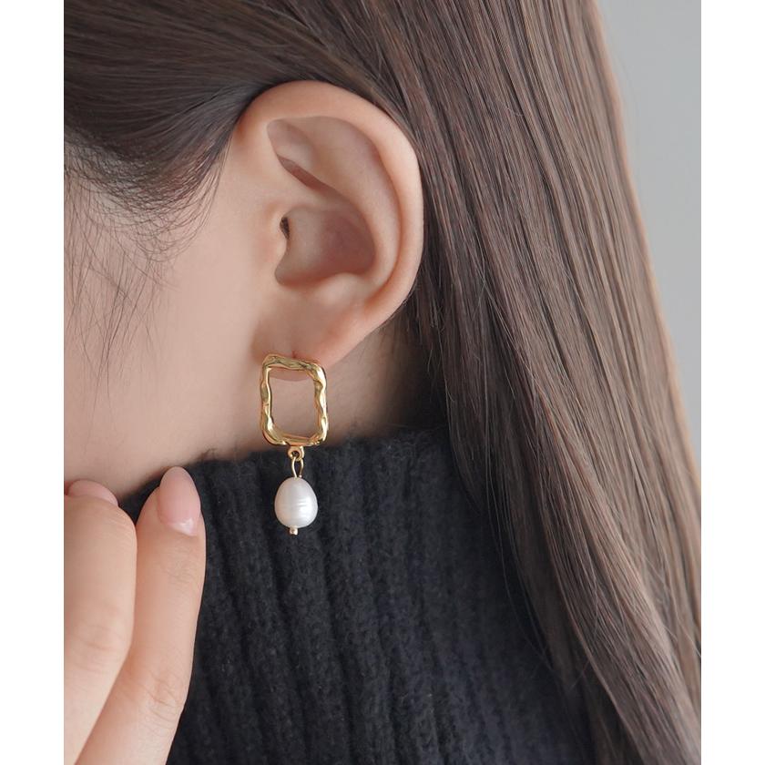 ピアス パール アクセサリー レディース ぶら下がり パールピアス 真珠 大ぶり アクセ おしゃれ ニュアンス 人気 両耳用 変形 揺れる ゆれる スウィング | HUG.U | 06