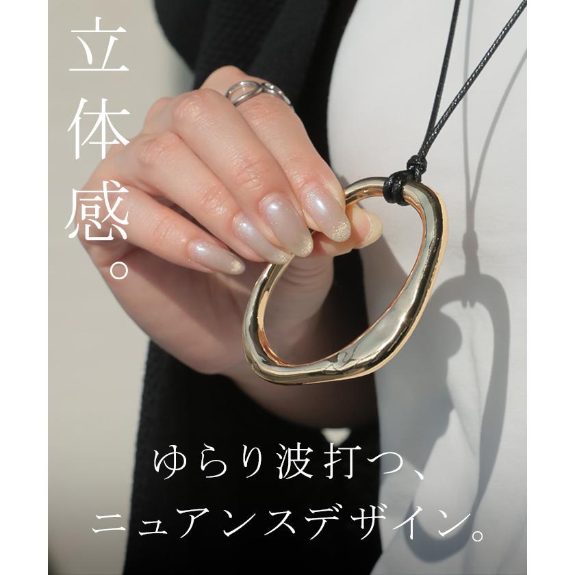 ネックレス ニュアンス モチーフ モチーフネックレス サークルネックレス レディース アクセサリー アクセ gold silver オーバル サークル ゴールド シルバー | HUG.U | 07