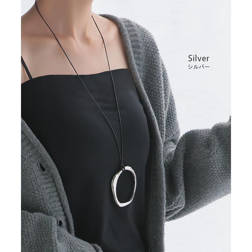ネックレス ニュアンス モチーフ モチーフネックレス サークルネックレス レディース アクセサリー アクセ gold silver オーバル サークル ゴールド シルバー | HUG.U | 08