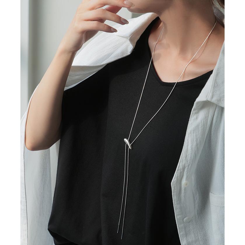 ネックレス ループタイ 風 チェーン チェーンネックレス ロング ロングネックレス ループ ポーラータイ ダブル レイヤード シルバーアクセサリー gold silver | HUG.U | 06