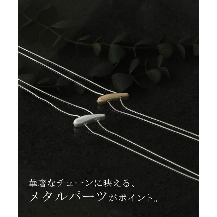 ネックレス ループタイ 風 チェーン チェーンネックレス ロング ロングネックレス ループ ポーラータイ ダブル レイヤード シルバーアクセサリー gold silver | HUG.U | 07