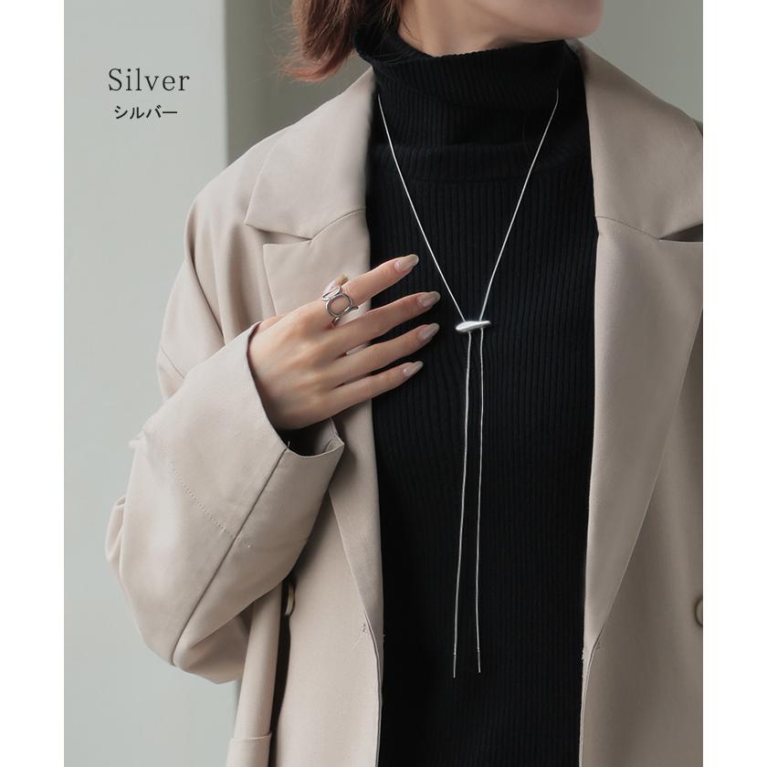 ネックレス ループタイ 風 チェーン チェーンネックレス ロング ロングネックレス ループ ポーラータイ ダブル レイヤード シルバーアクセサリー gold silver | HUG.U | 08