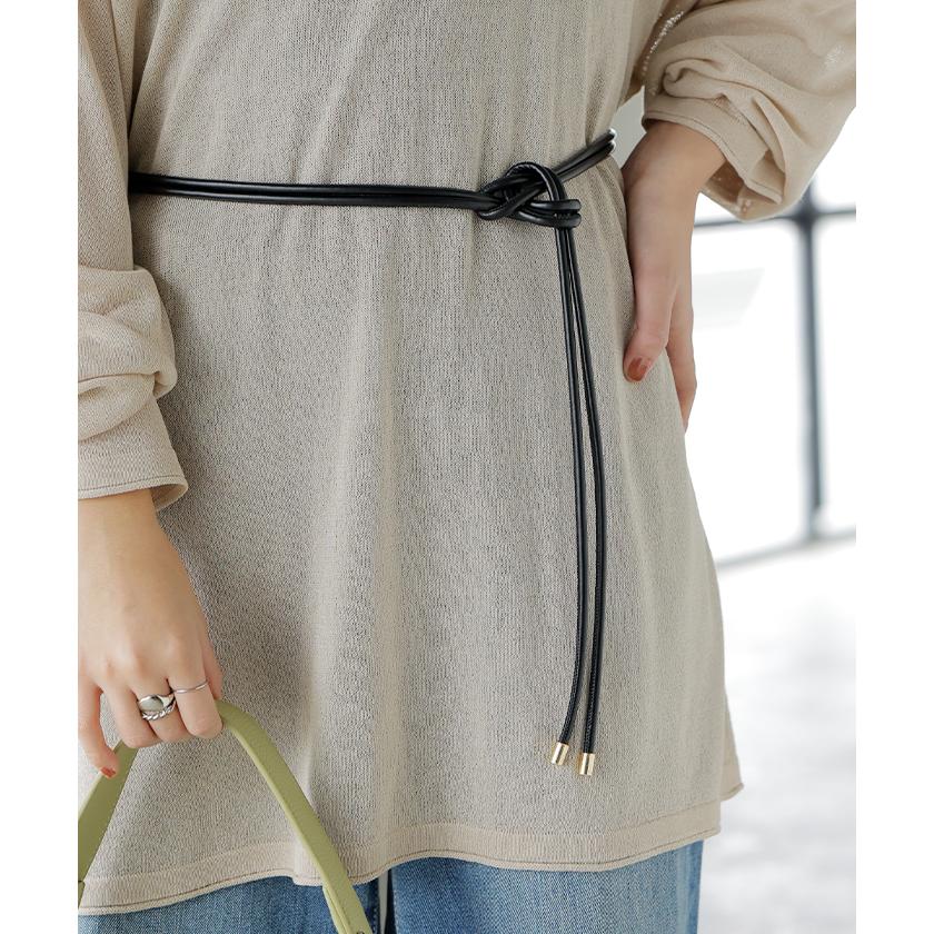 ベルト ロープ 紐 レディース アクセサリー アクセ 細ベルト 細い ナローベルト ウエストマーク レザー 巻きベルト ダブル 2重 軽量 金具 ファッションベルト | HUG.U | 05