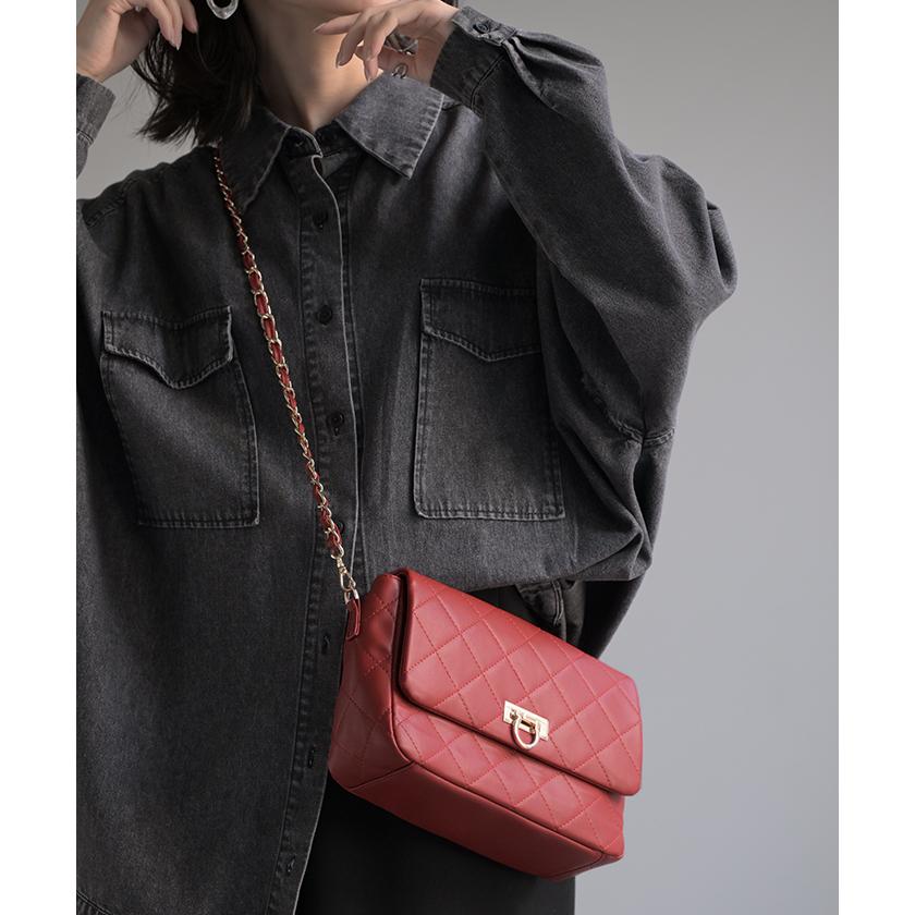 HUG.U ショルダーバッグ チェーン 2WAY レザー 風 レディース