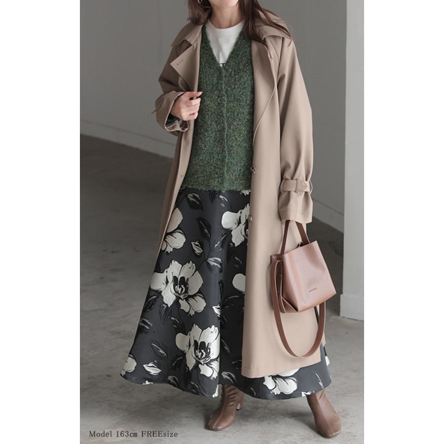 カーディガン ニット メランジ レディース トップス アウター セーター オーバー ニットカーディガン 長袖 長い ボリュームスリーブ Vネック リブ 羽織 | HUG.U | 23