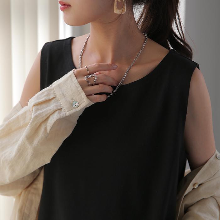 タンクトップ レディース 綿100% 透けにくい トップス ノースリーブ 厚手 ラウンド裾 レイヤード 長め 厚手 | HUG.U | 26