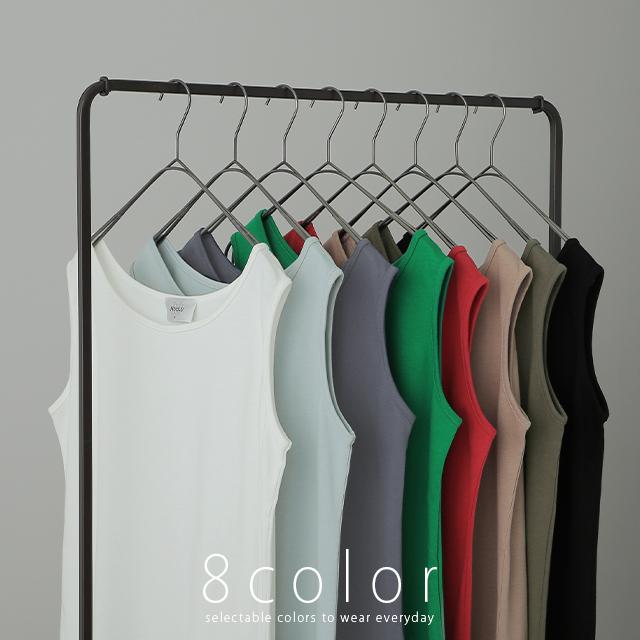 タンクトップ レディース 綿100% 透けにくい トップス チュニック ノースリーブ 厚手 Uネック レイヤード 長め 厚手 | HUG.U | 16