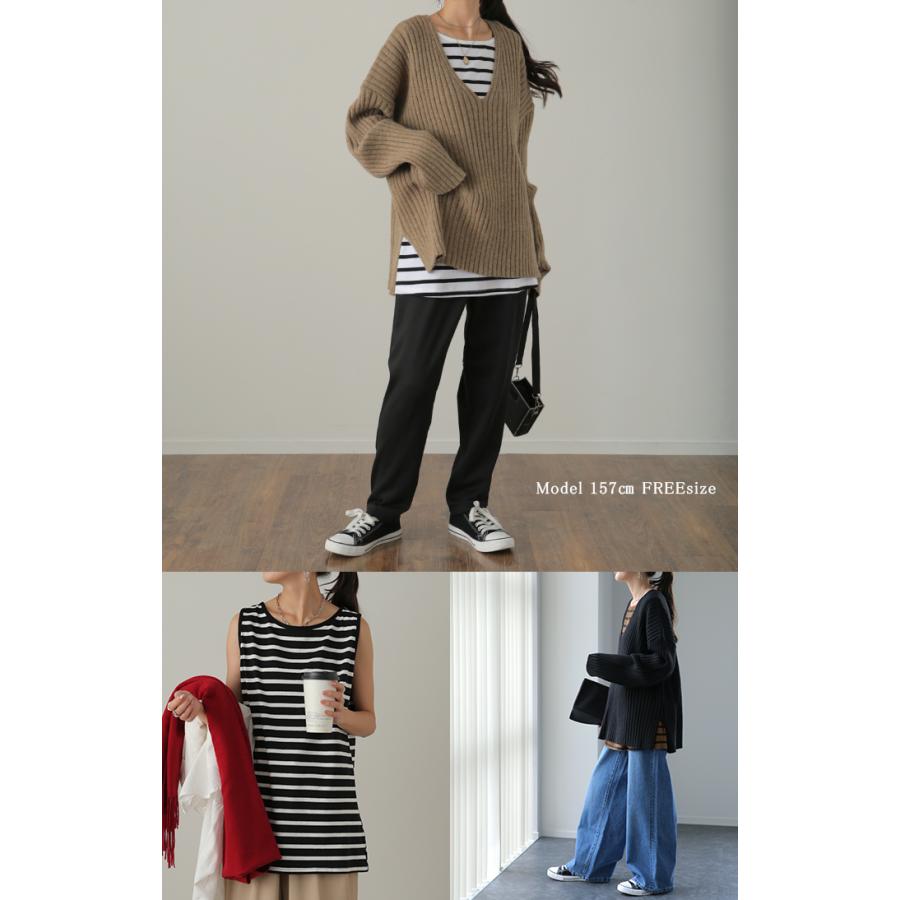 タンクトップ レディース トップス ボーダー 綿100% ノースリーブ レイヤード インナー チュニック | HUG.U | 19