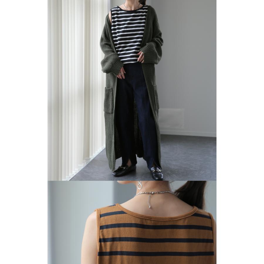 タンクトップ レディース トップス ボーダー 綿100% ノースリーブ レイヤード インナー チュニック | HUG.U | 22