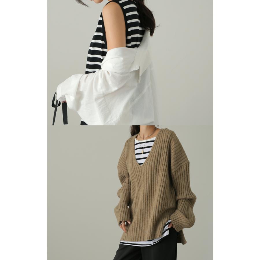 タンクトップ レディース トップス ボーダー 綿100% ノースリーブ レイヤード インナー チュニック | HUG.U | 10