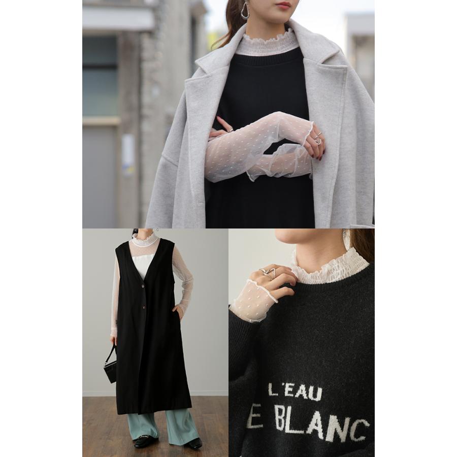 トップス レディース シアー インナー シースルー ドット レース レイヤード ハイネック 長袖 タートル | HUG.U | 20