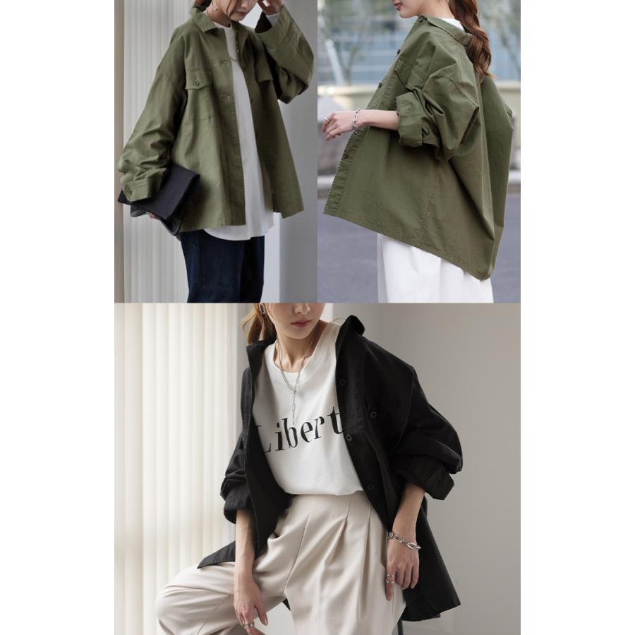シャツ レディース トップス ミリタリー ジャケット 綿100% ミリタリーシャツ アウター 長袖 厚手 羽織 | HUG.U | 17