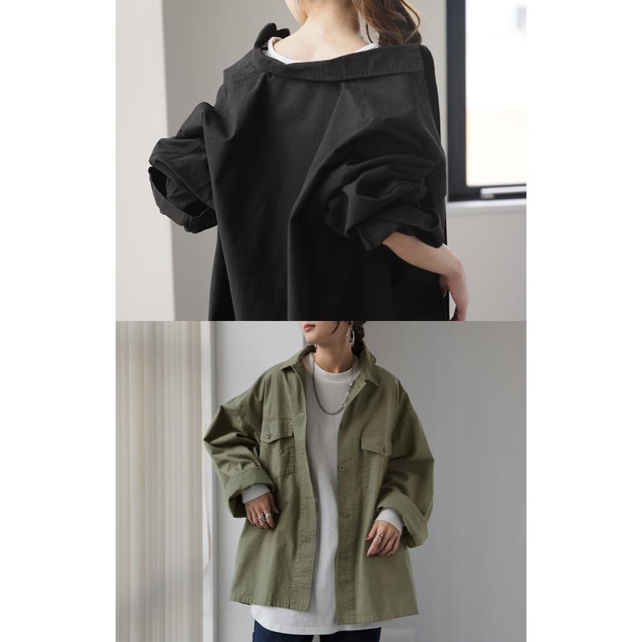 シャツ レディース トップス ミリタリー ジャケット 綿100% ミリタリーシャツ アウター 長袖 厚手 羽織 | HUG.U | 07